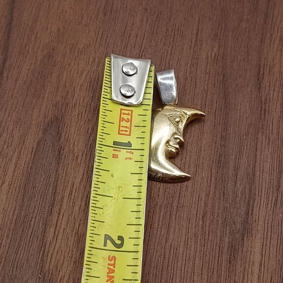 Signed Sergio Bustamante 18K over Sterling Silver Crescent Moon Pendant Mexico - Picture 4 of 7